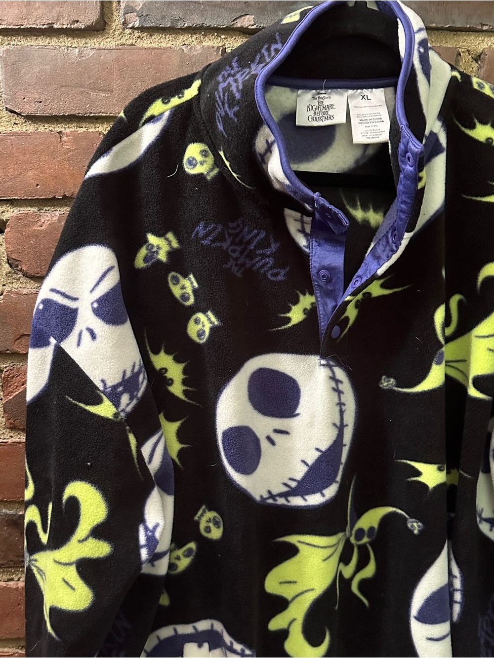 Disney The Nightmare Before Christmas Snap-Up Pullover Fleece Jacket XL 59 bust